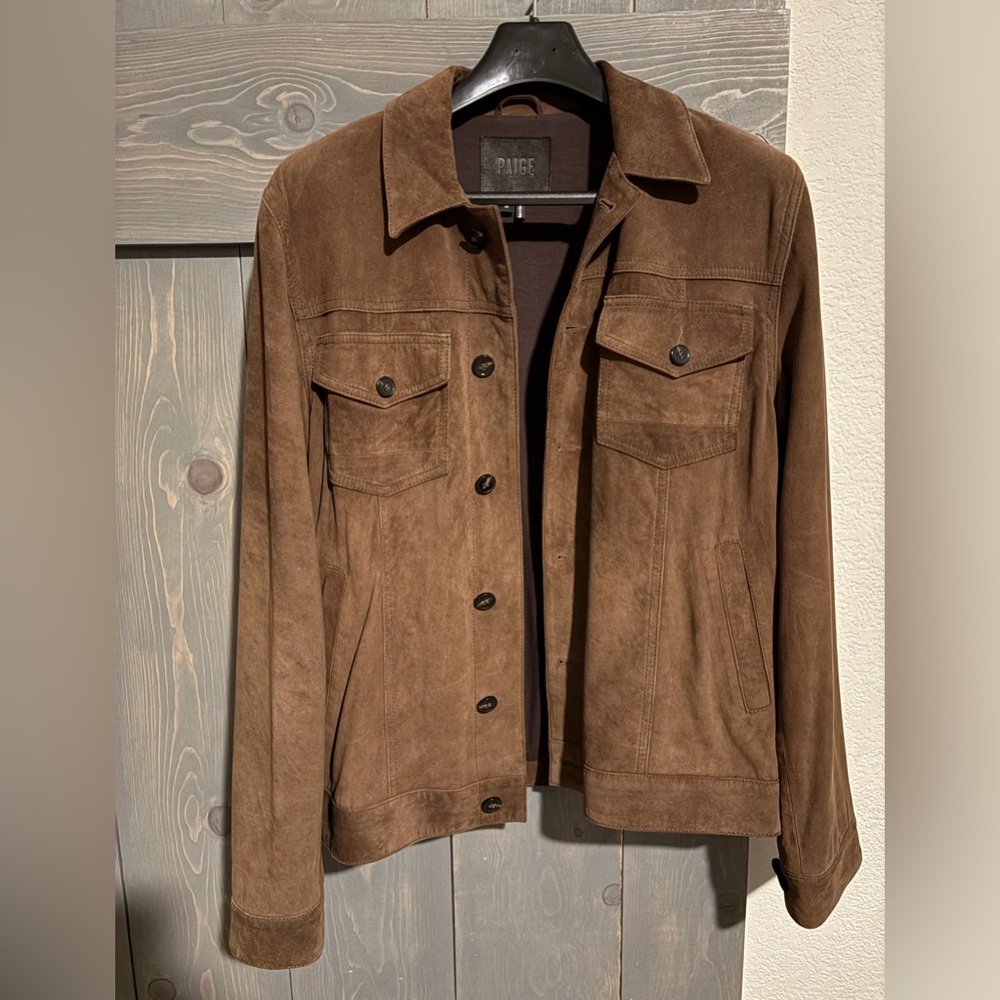 Paige trucker style genuine leather jacket size medium